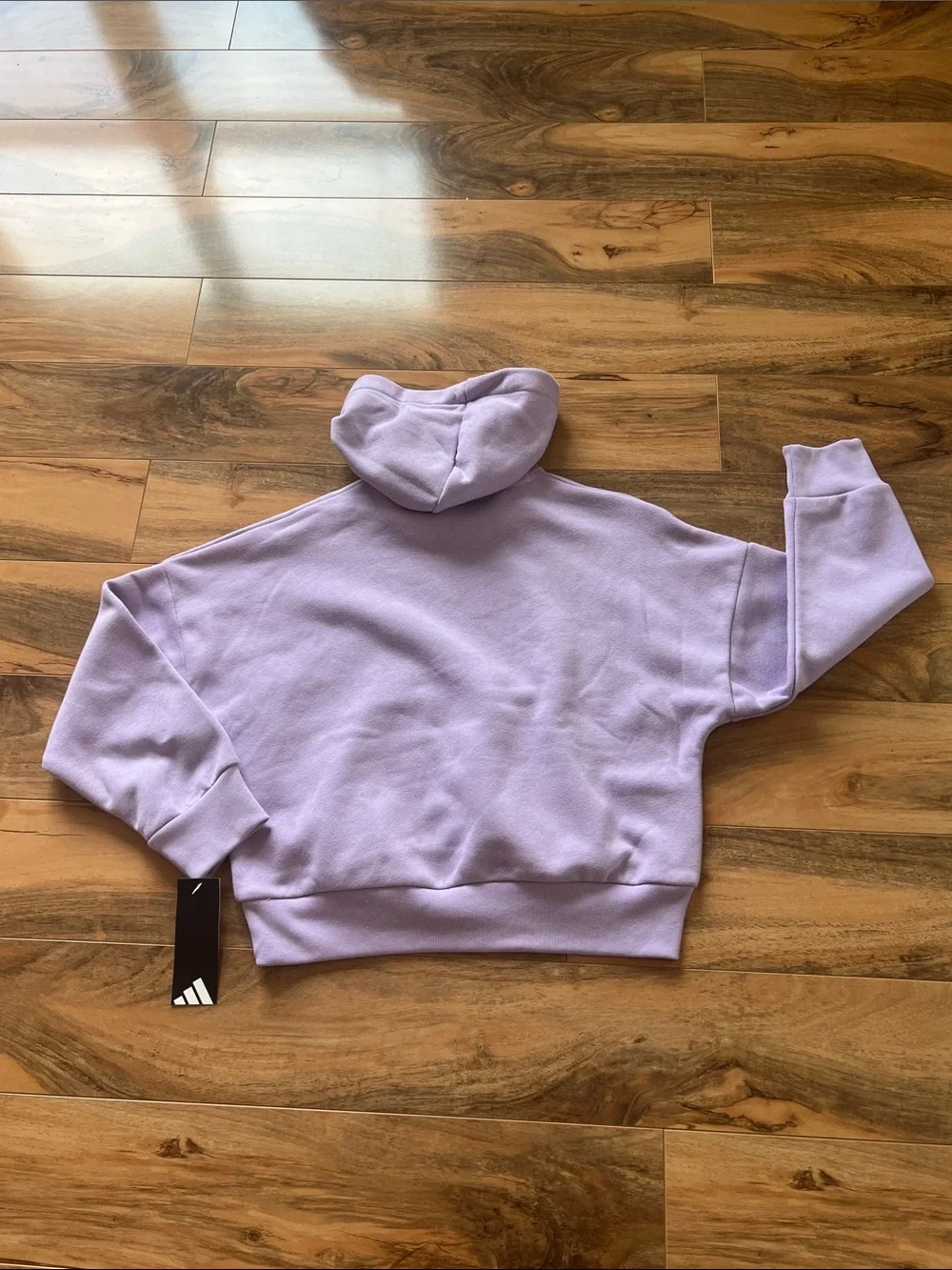 Adidas Cropped Sporty Hoodie Girls Small 7/8 Purple Logo Fleece NWT Athleisure